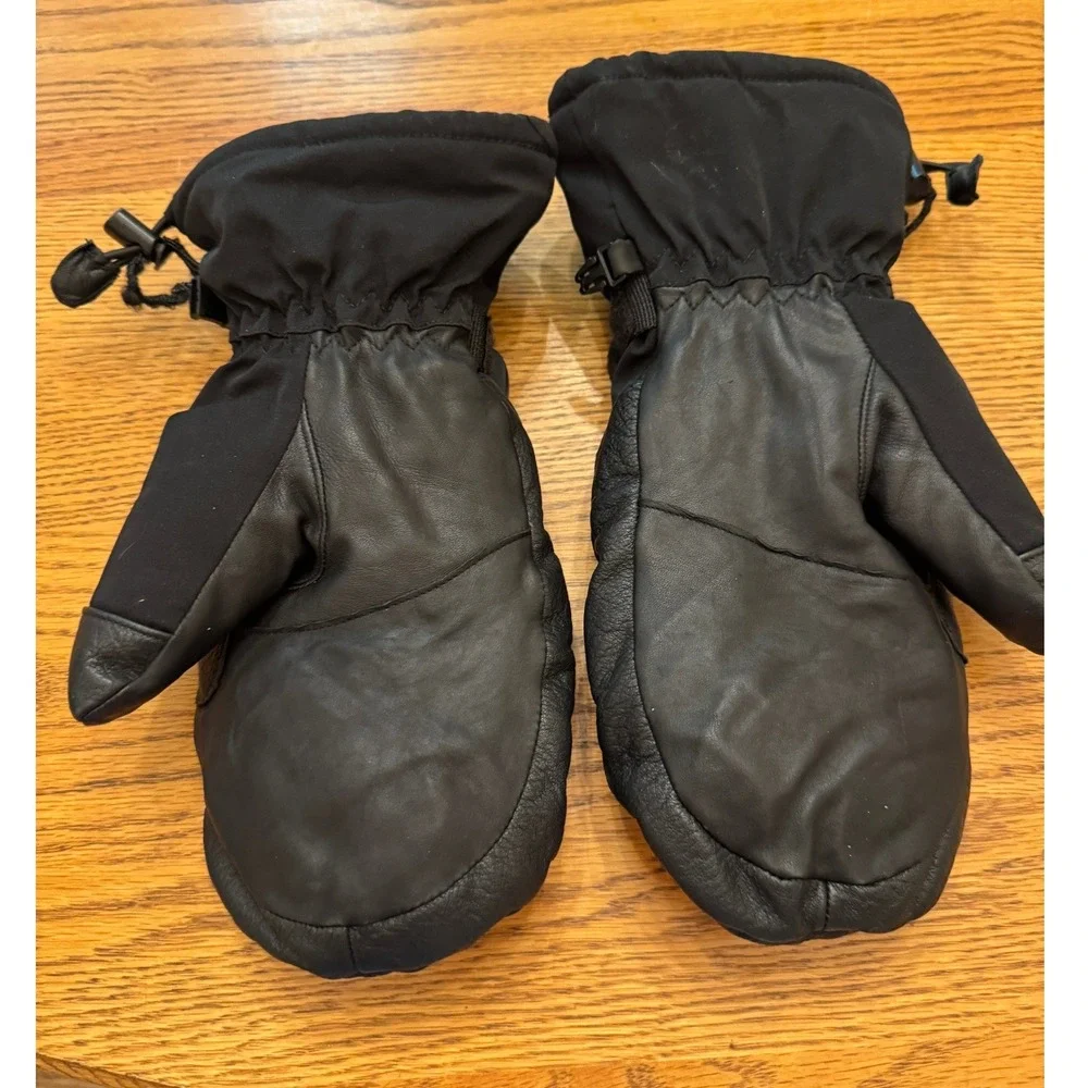 Auclair Womens Black Leather Ski Mittens 3M Thinsulate Waterproof 3J883 Large
